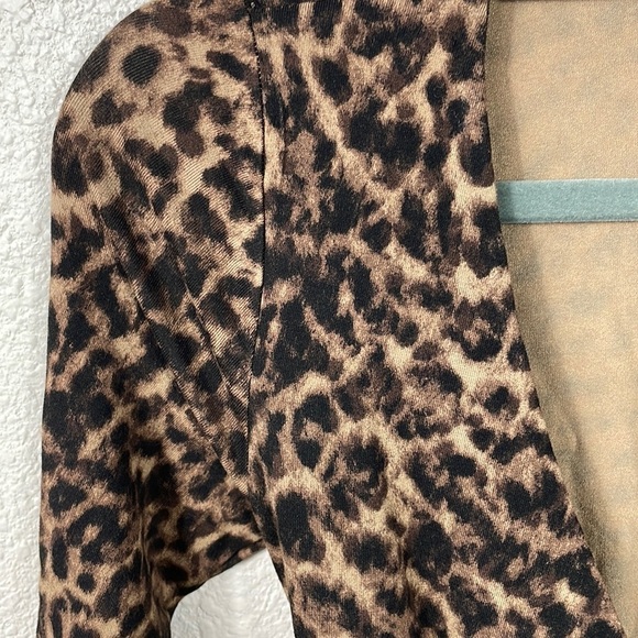 New Good American Daynight Wrap Dress Sepia Leopard Brown Stretch Sz 0 - Picture 4 of 14